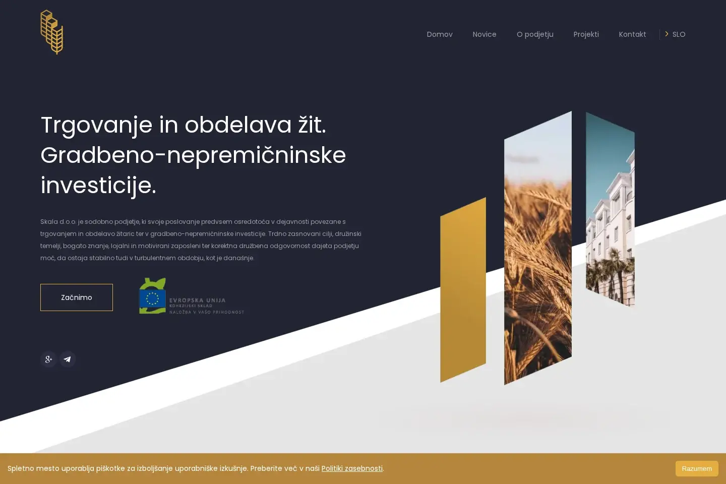 Skala company website introducing its grain trading and property investment work.